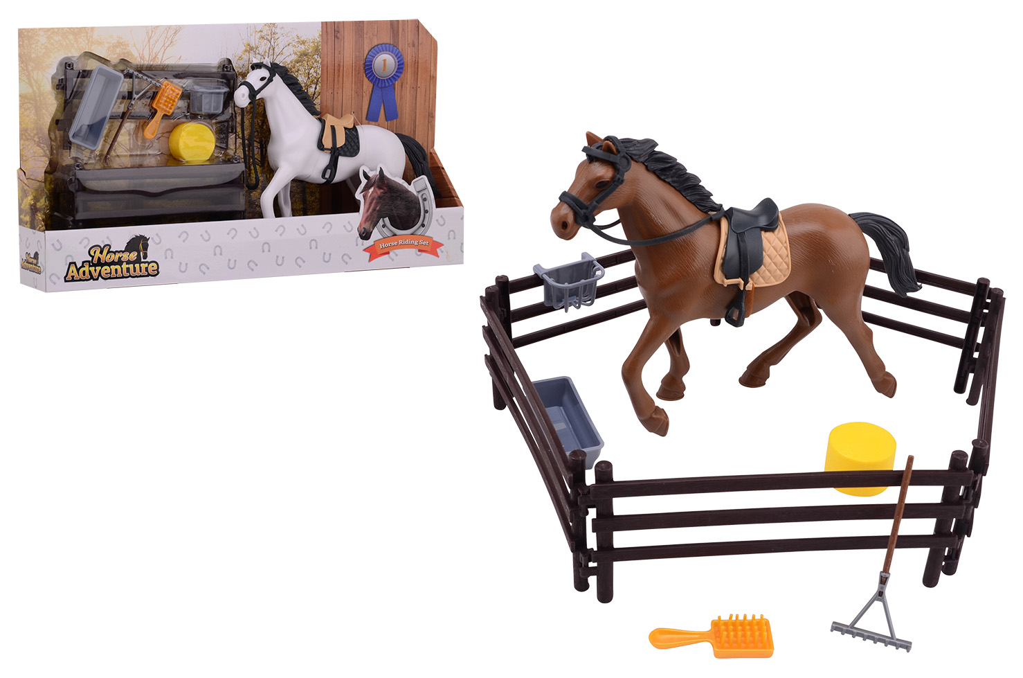 Horse play set with accessories in box