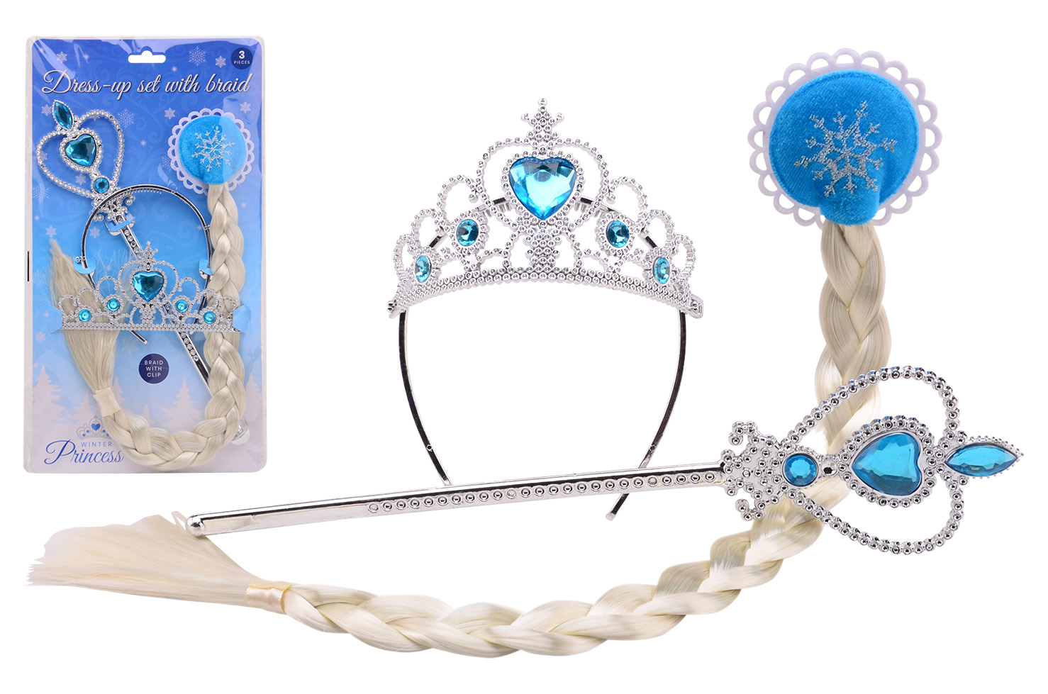 Barrette princesse des glaces avec accessoires sur carte
