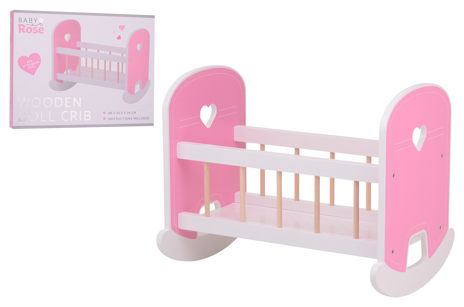 Baby Rose wooden doll bed
