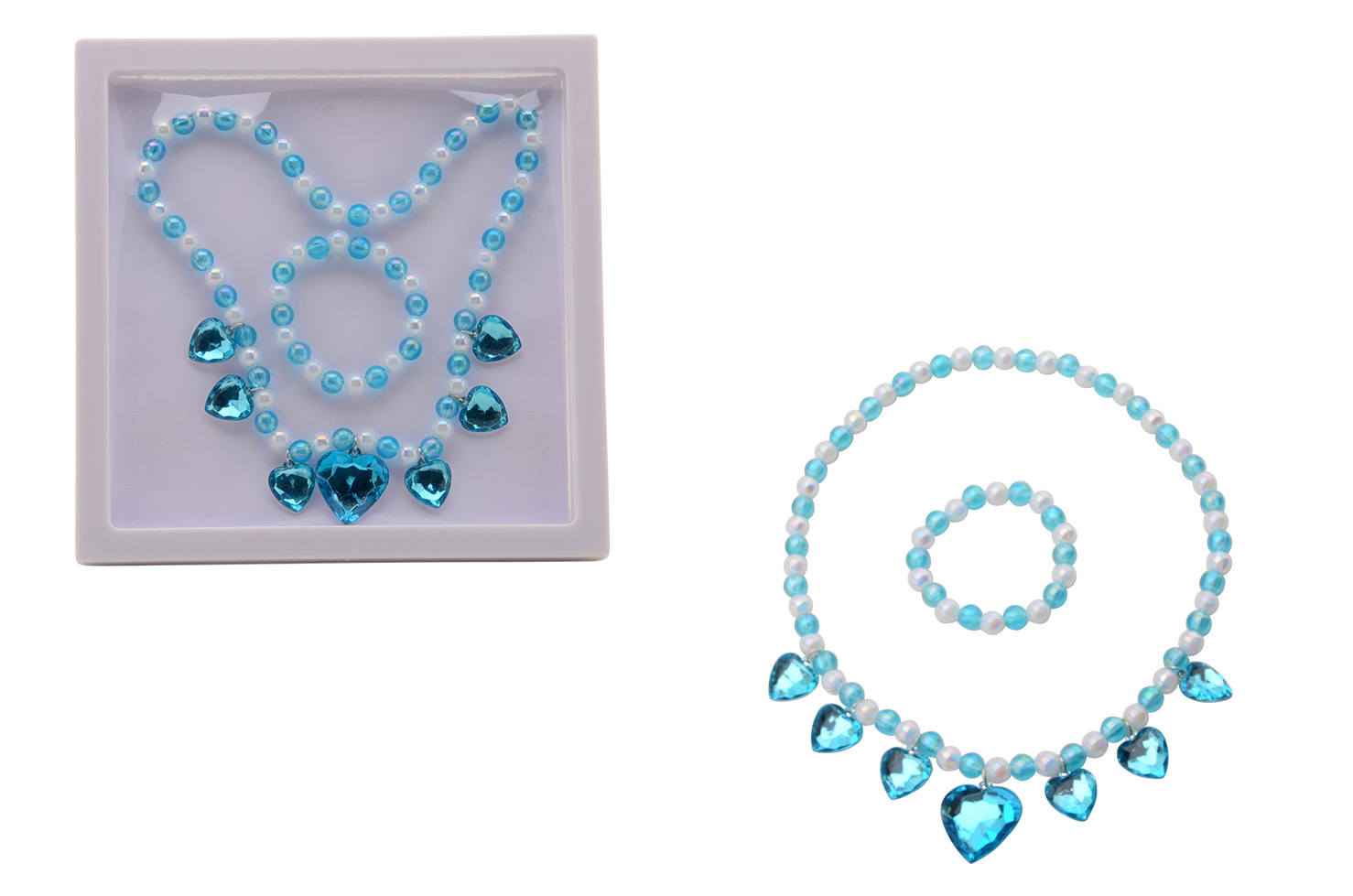 Pearl necklace and bracelet in luxury storage case, 2 assort