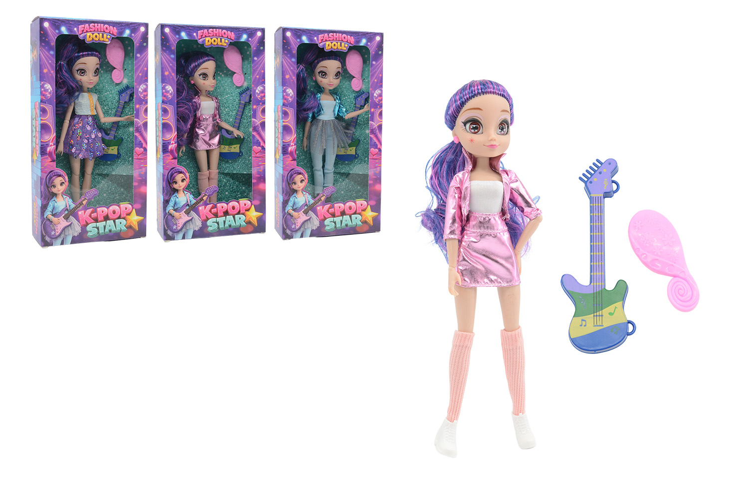 K-pop girl doll 27 cm, 3 assorted