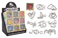 Puzzle casse-tête métallique, 9 assortis sur présentoir