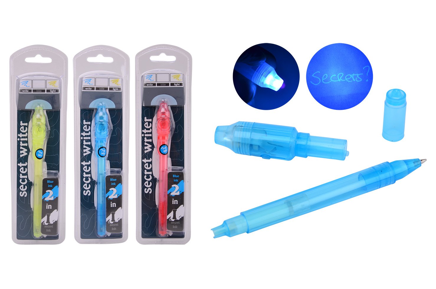 2 in 1 Secret writer, 3 assorted