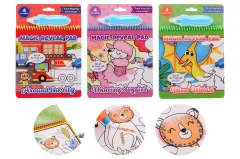 Magic Reveal Pad with water brush, 3 assorted