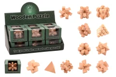 Hersenkraker houten puzzel 12 assorti in display