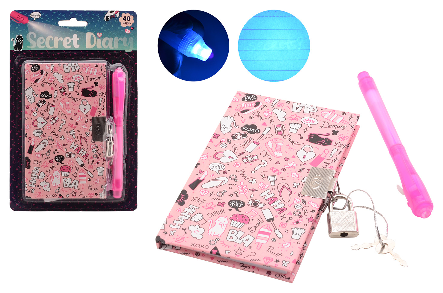 Girls secret diary with lock and secret pen