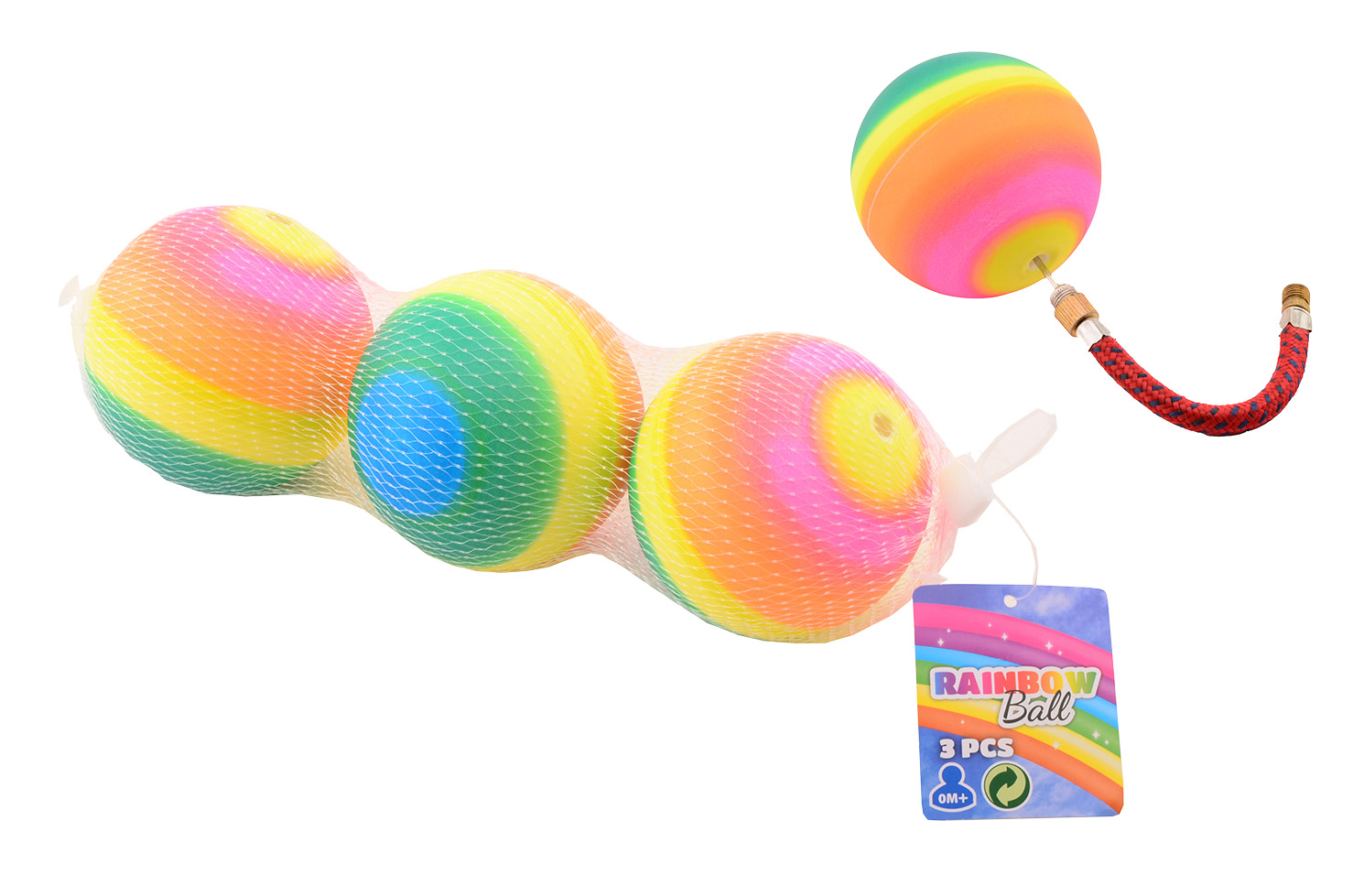 Rainbow ball 3 pcs in net 8 cm