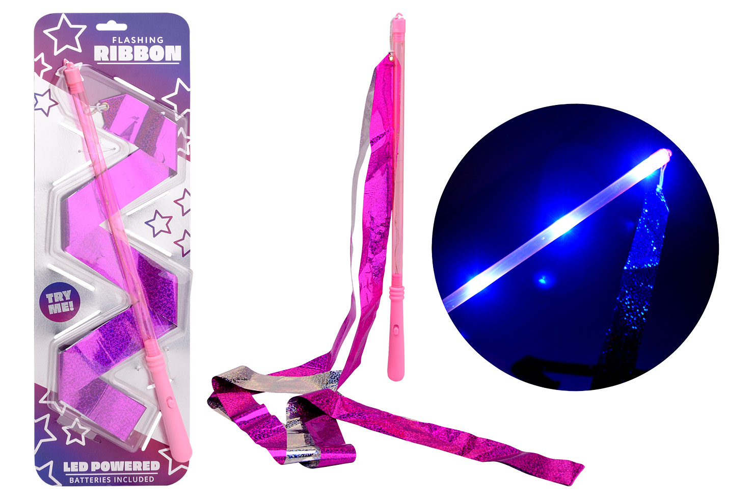 Glitter ribbon with light