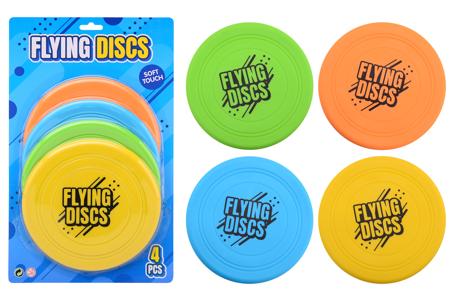 Frisbees on card, 4 pieces