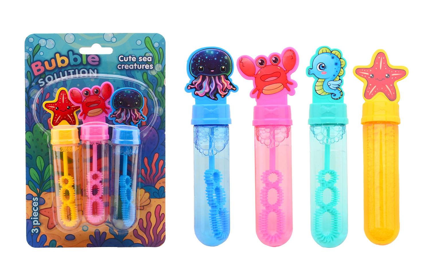 Sea animal bubble blower on card 35 ml, 3 pieces