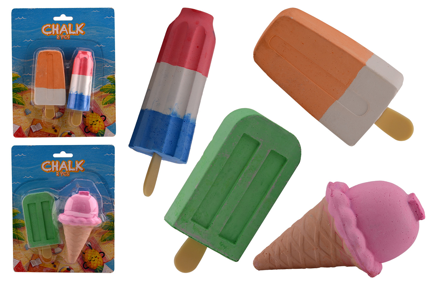 Stoepkrijt ijsjes op kaart, 2 stuks