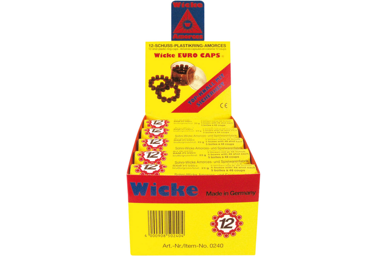 Ring 12-shots, pack met 5 buisjes van 4 ringen, in display