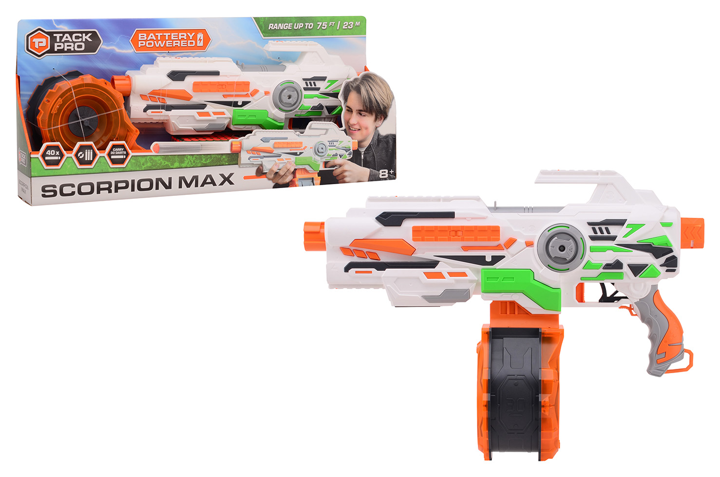 Tack Pro Scorpion Max with 20 round clip and 30 darts