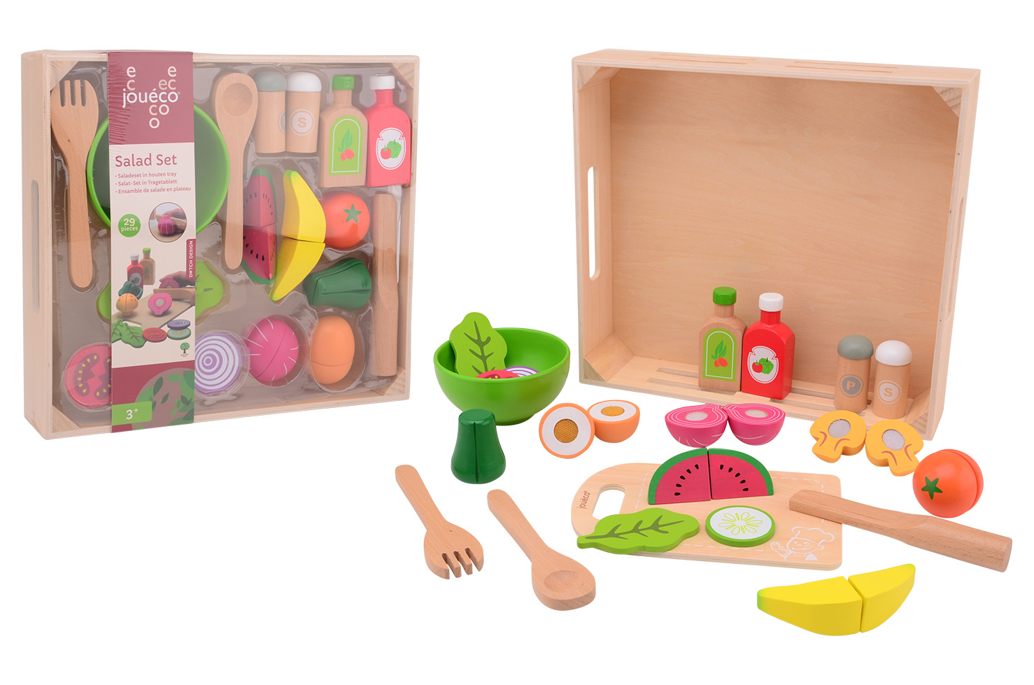 Jouéco® - Saladset in wooden tray