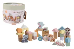 Jouéco® - The Wildies Family Wooden blocks in barrel 50 pcs