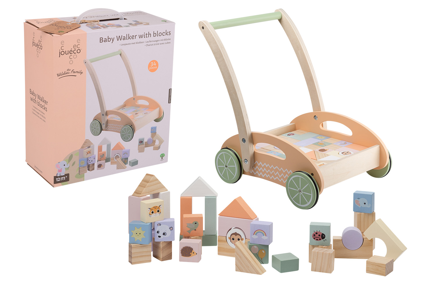 Jouéco® - The Wildies Family Baby walker with blocks