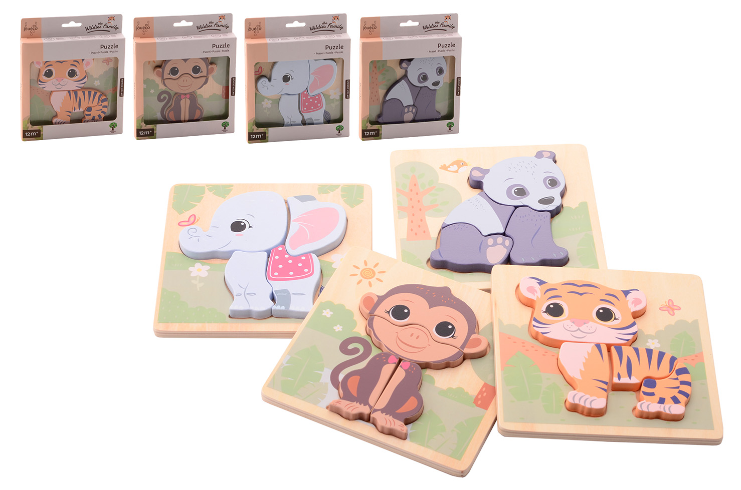 Jouéco® - The Wildies Family puzzel 4 assorti