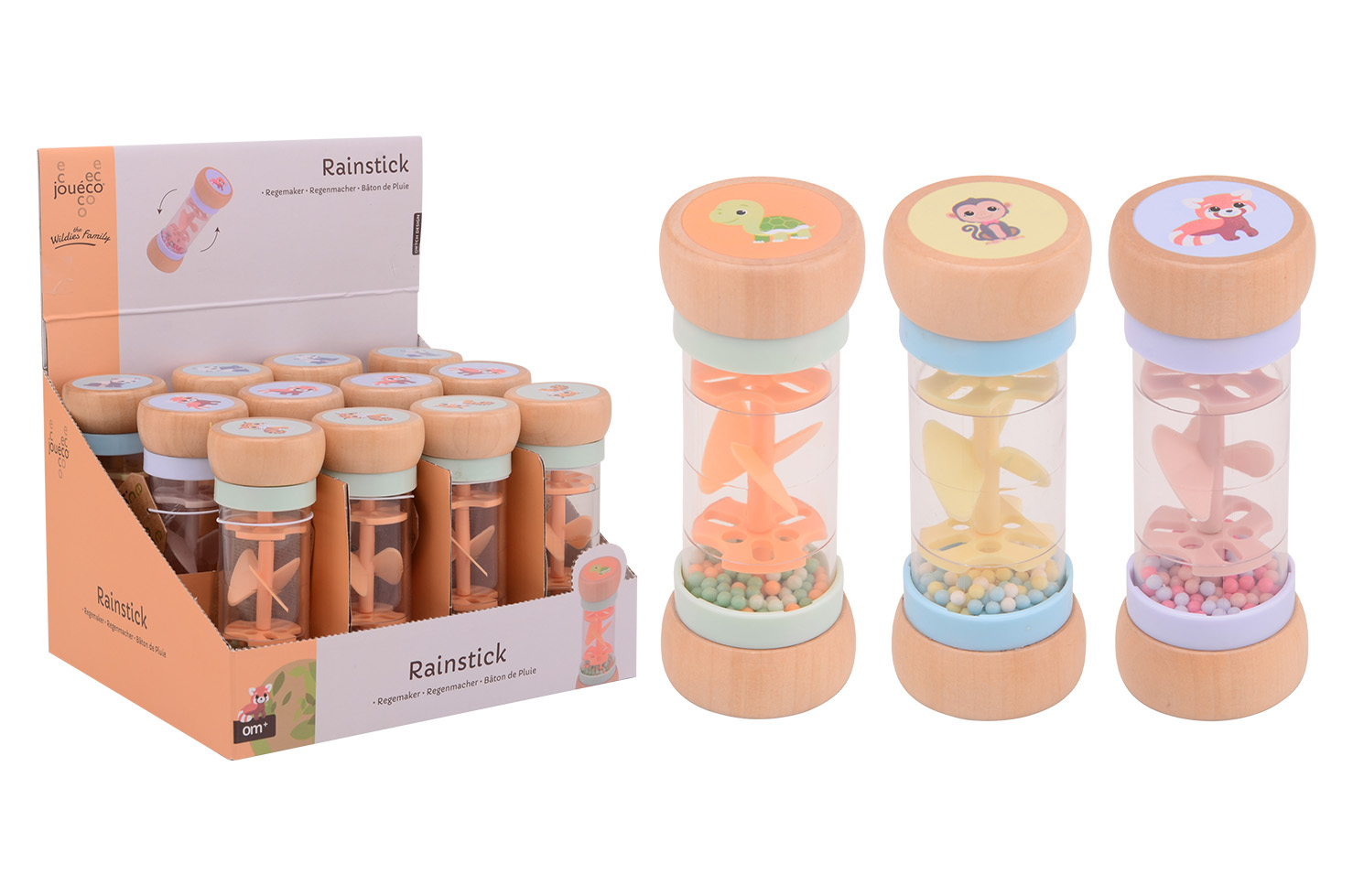 Jouéco® - Sense rain stick in display, 3 assorted