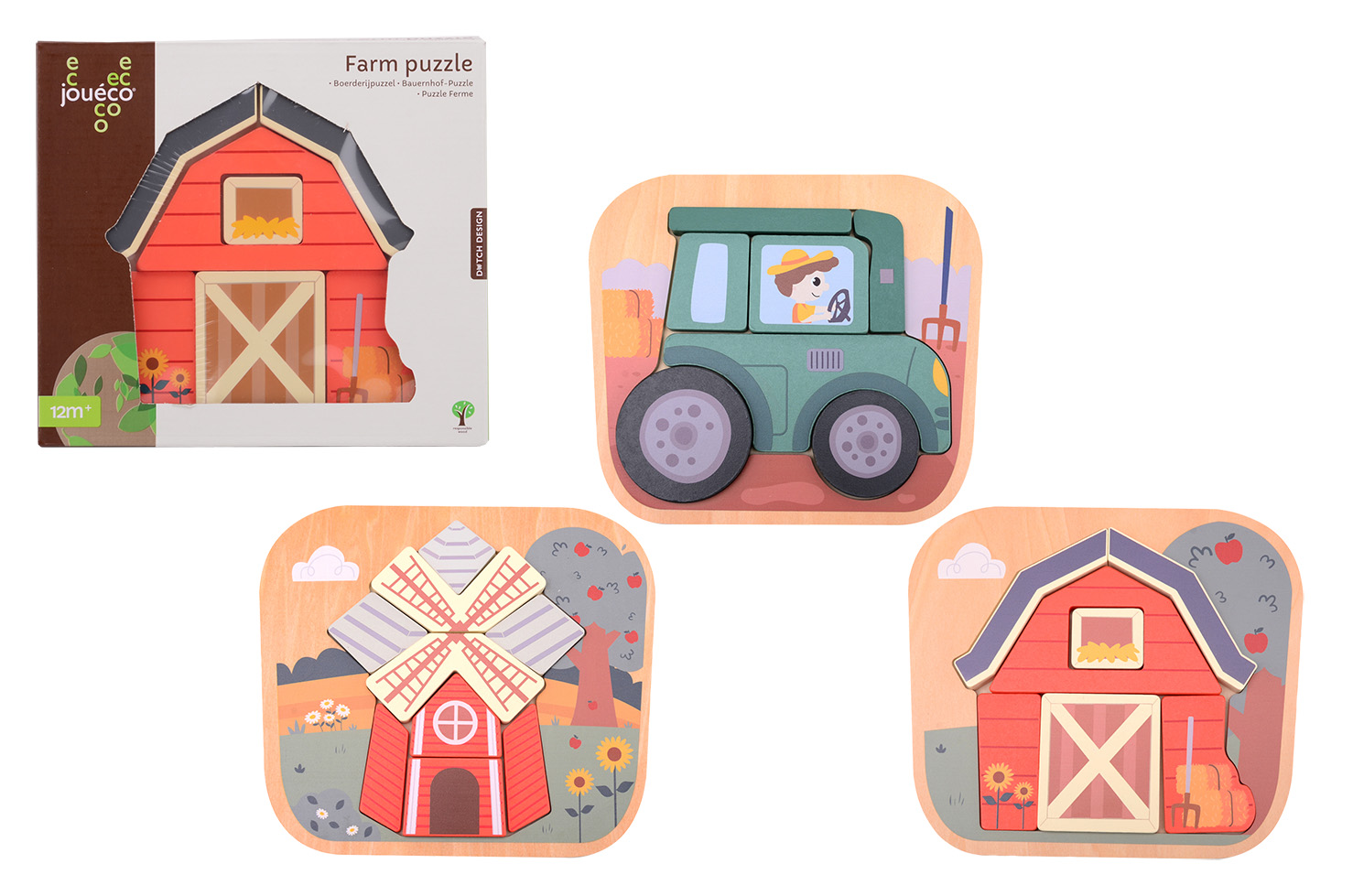 Jouéco® - Puzzle Ferme 3 assortis