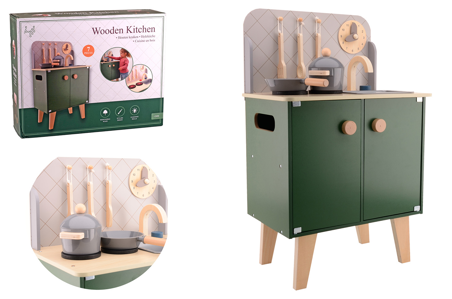 Jouéco® - Wooden kitchen with plastic accessories